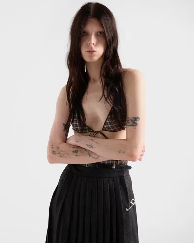 Prada Checked Georgette Bra In Multi