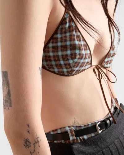 Prada Checked Georgette Bra In Multi