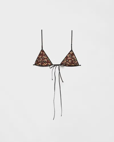 Prada Floral Print Georgette Bra In Multi