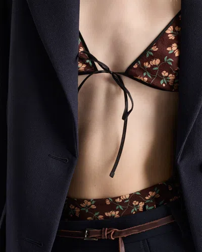 Prada Floral Print Georgette Bra In Multi