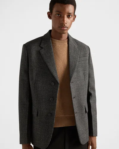 Prada Single-breasted Wool Jacket In Gray