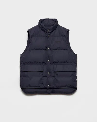 Prada Re-nylon Puffer Vest In Blue