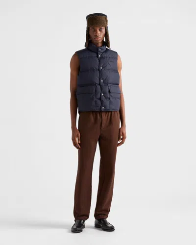 Prada Re-nylon Puffer Vest In Blue