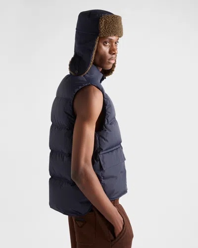 Prada Re-nylon Puffer Vest In Blue