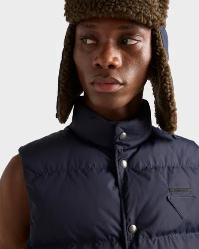 Prada Re-nylon Puffer Vest In Blue