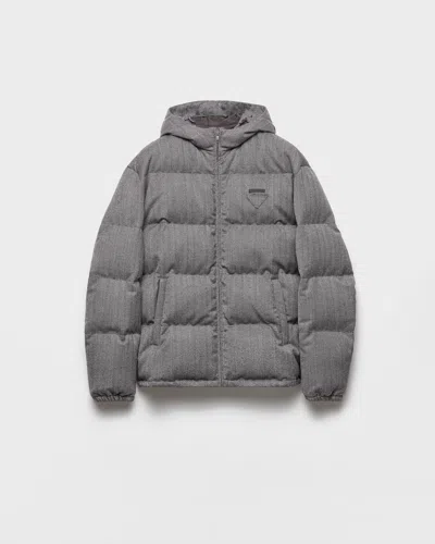 Prada Men's Chevron Down Jacket In Gray