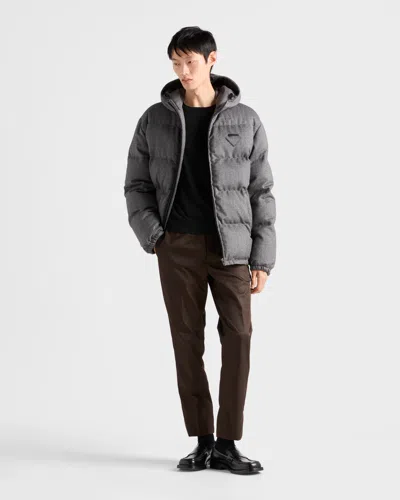 Prada Men's Chevron Down Jacket In Gray