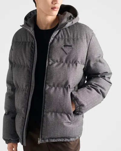 Prada Men's Chevron Down Jacket In Gray
