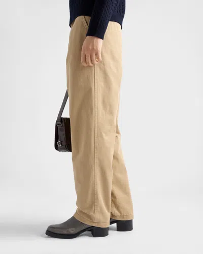 Prada Men's Cotton Gabardine Flat-front Pants In Neutral