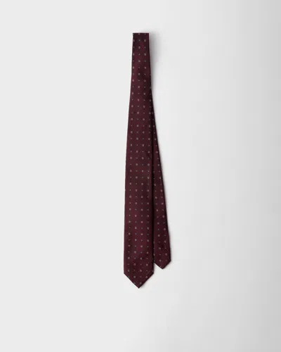 Prada Geometric-pattern Silk Tie In Brown