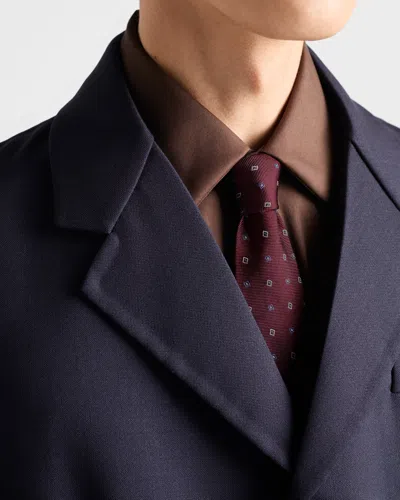Prada Geometric-pattern Silk Tie In Brown
