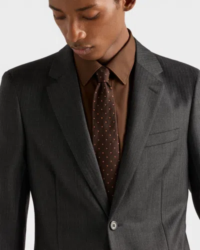 Prada Dot-pattern Silk Tie In Brown