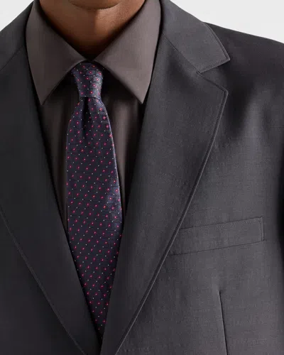 Prada Patterned Silk Tie In Blue