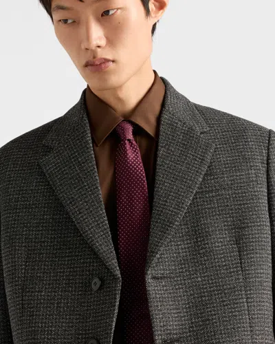 Prada Dot-pattern Tie In Burgundy