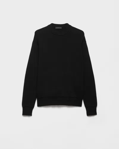 Prada Blue Cashmere Sweater In Black