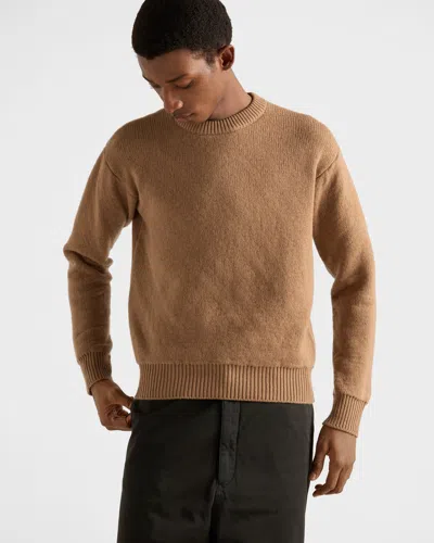 Prada Cashmere Crew-neck Sweater In Brown