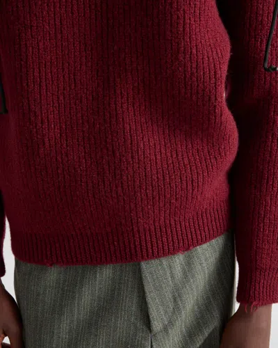 Prada Amaranth Wool Sweater With Pendant In Red