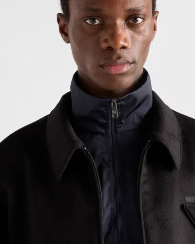 Prada Zipped Cardigan In Blue