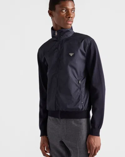 Prada Zipped Cardigan In Blue