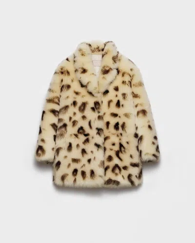 Prada Long-sleeved Button-up Coat In Animal Print