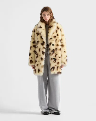 Prada Long-sleeved Button-up Coat In Animal Print