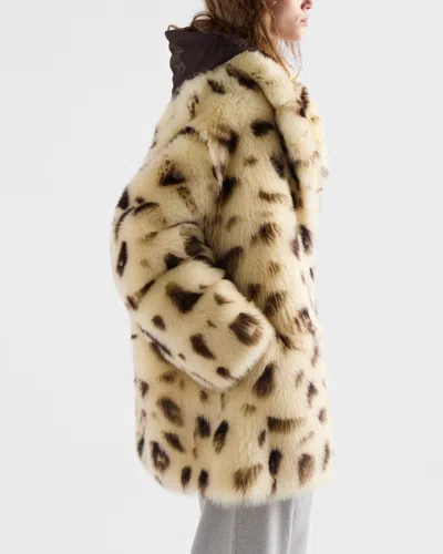 Prada Long-sleeved Button-up Coat In Animal Print
