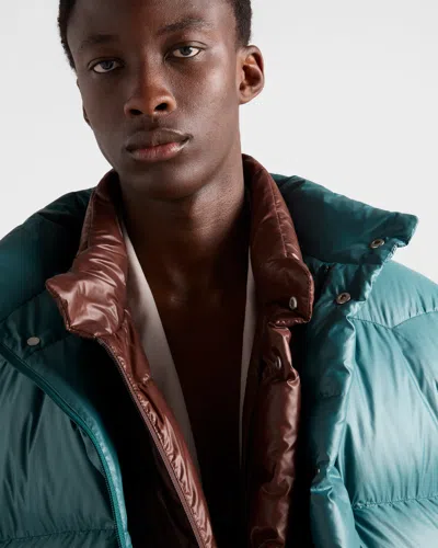 Prada Piumino In Re-nylon Ottanio  Uomo In Blue