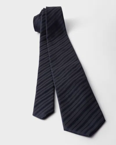Prada Silk Tie In Blue