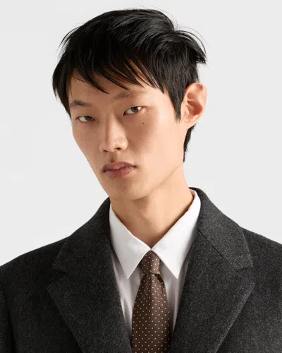 Prada Geometric-pattern Silk Tie In Brown