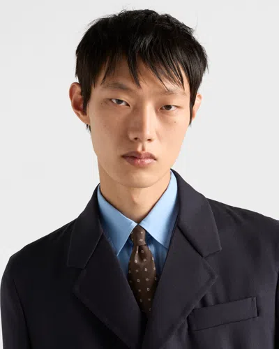 Prada Geometric-pattern Silk Tie In Brown