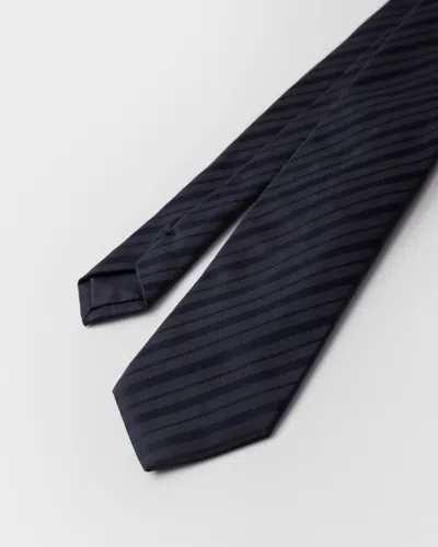Prada Silk Tie In Blue