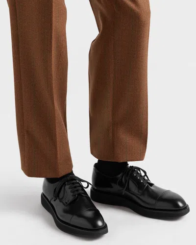 Prada Brushed Leather Lace-up Shoes In Black