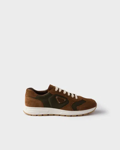 Prada Prax Suede And Re-nylon Sneakers In Multi