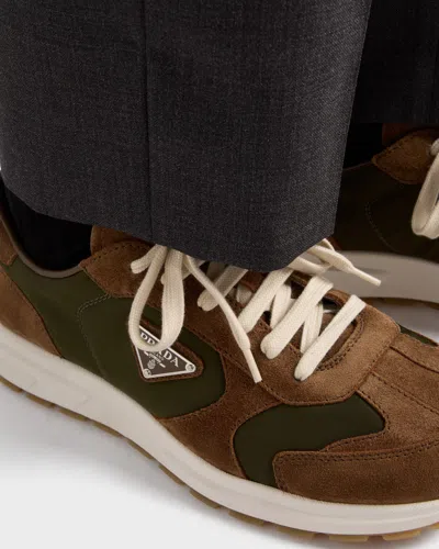 Prada Prax Suede And Re-nylon Sneakers In Multi