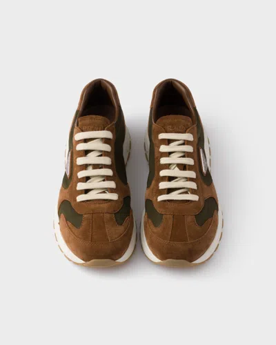 Prada Prax Suede And Re-nylon Sneakers In Multi