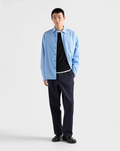 Prada Crew Neck Sweater In Combed Wool In Black