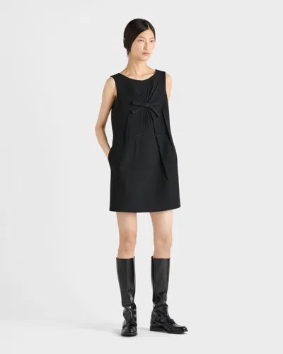 Prada Natté Bow Sleeveless Mini Dress In Black