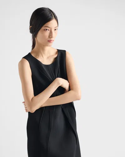 Prada Natté Bow Sleeveless Mini Dress In Black