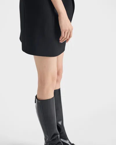 Prada Natté Bow Sleeveless Mini Dress In Black