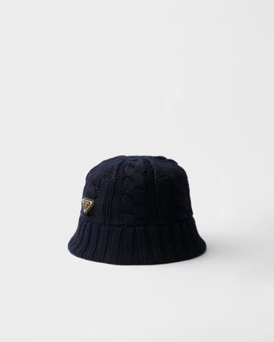 Prada Wool Bucket Hat In Blue