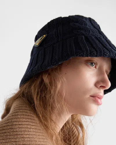 Prada Wool Bucket Hat In Blue