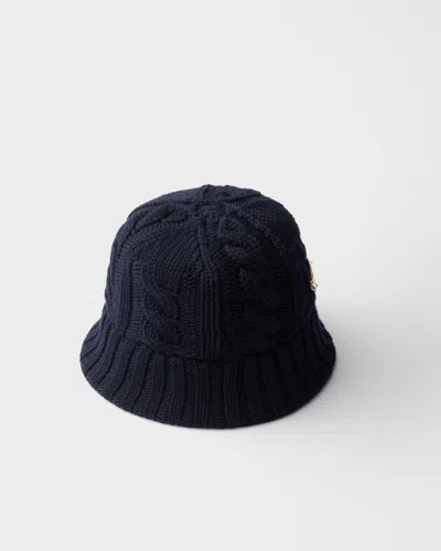 Prada Wool Bucket Hat In Blue