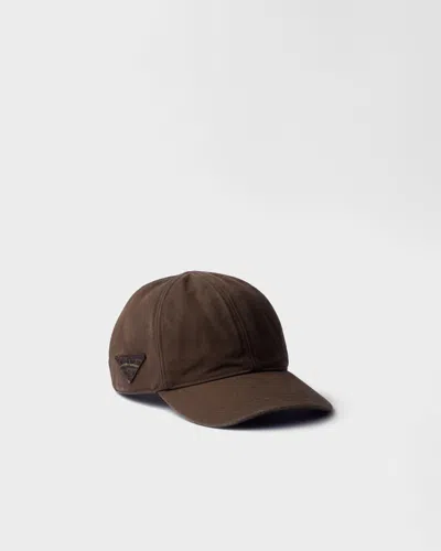 Prada Cotton Baseball Cap In Brown