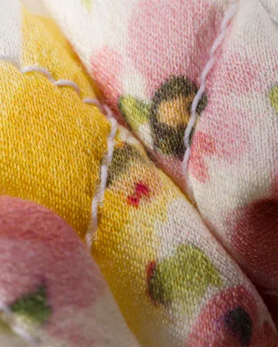 Prada Womens Pink Floral-print Satin Hair Scrunch In Black