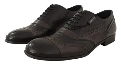 Dolce & Gabbana Brown Lizard Skin Leather Oxford Dress Men's Shoes In Brown