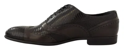 Dolce & Gabbana Brown Lizard Skin Leather Oxford Dress Men's Shoes In Brown