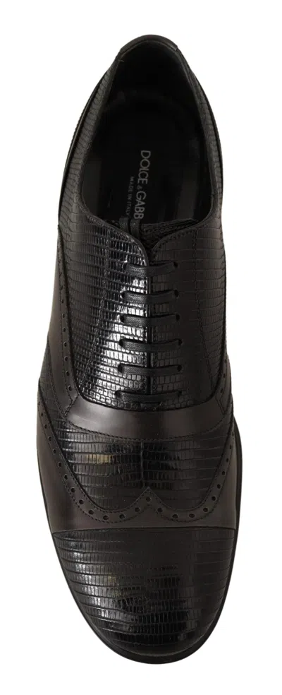 Dolce & Gabbana Brown Lizard Skin Leather Oxford Dress Men's Shoes In Brown
