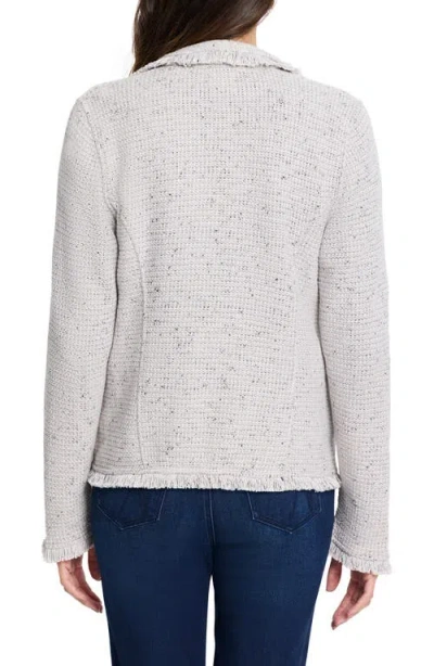Nic + Zoe Nic+zoe Fringe Knit Jacket In White