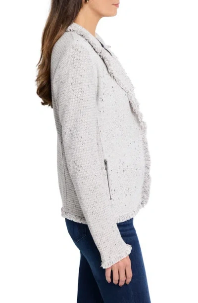 Nic + Zoe Nic+zoe Fringe Knit Jacket In White
