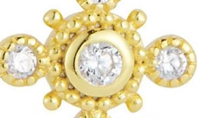 Glaze Jewelry 14k Over Silver Cz Cross Earrings In Gold